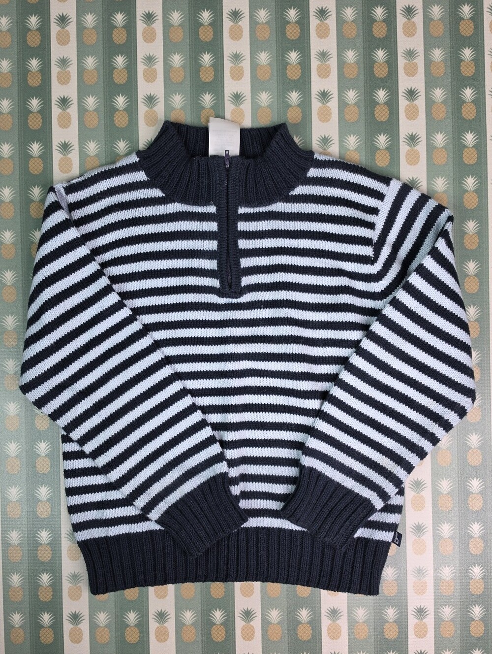 Bella Bliss Striped Half-Zip Knit Sweater